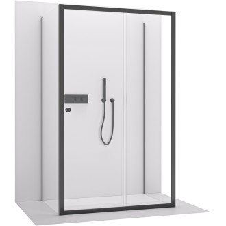 CERANO - Sprchový kout Varone POINT U L/P - 6 mm - černá matná, transparentní sklo - 100x80 cm - posuvný