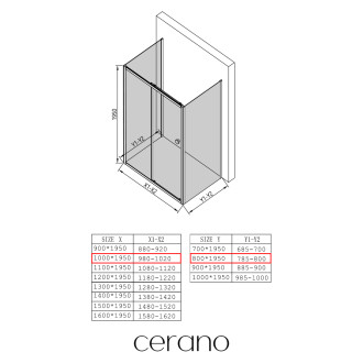 CERANO - Sprchový kout Varone POINT U L/P - 6 mm - černá matná, transparentní sklo - 100x80 cm - posuvný