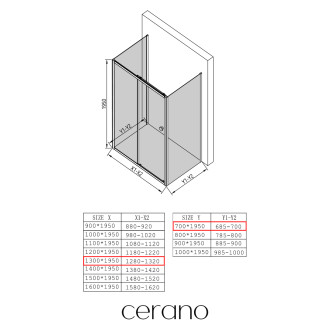 CERANO - Sprchový kout Varone POINT U L/P - 6 mm - černá matná, transparentní sklo - 130x70 cm - posuvný