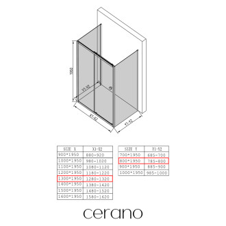 CERANO - Sprchový kout Varone POINT U L/P - 6 mm - černá matná, transparentní sklo - 130x80 cm - posuvný
