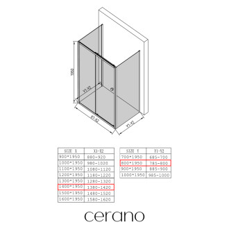 CERANO - Sprchový kout Varone POINT U L/P - 6 mm - černá matná, transparentní sklo - 140x80 cm - posuvný