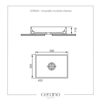 CERANO Umyvadlo na desku Alamea černá matná 50x36 cm CER-403344
