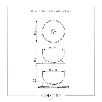 CERANO Umyvadlo na desku granitové Jonas černá matná ? 40 cm CER-395790