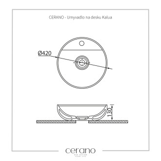 CERANO Umyvadlo na desku Kalua bílá lesklá ? 42 cm CER-403356