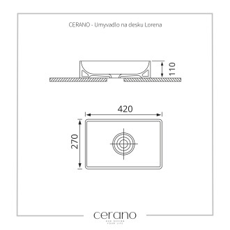 CERANO Umyvadlo na desku Lorena bílá lesk 42x27 cm CER-403347
