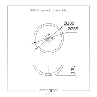 CERANO Umyvadlo na desku Tahia bílá lesklá ? 30 cm CER-403383