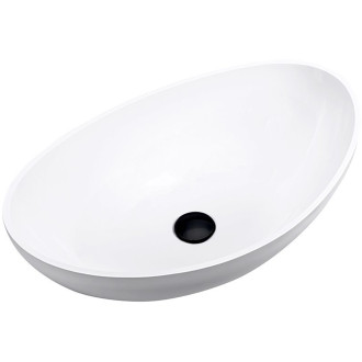 CERANO Umyvadlo na desku z litého mramoru Algirdas bílá lesklá 59x38,3 cm CER-395751