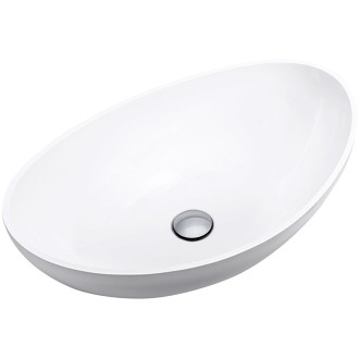 CERANO Umyvadlo na desku z litého mramoru Algirdas bílá lesklá 59x38,3 cm CER-395751