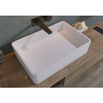 CERANO Umyvadlo na desku z litého mramoru Lacerta bílá lesklá 60x40 cm CER-WB05