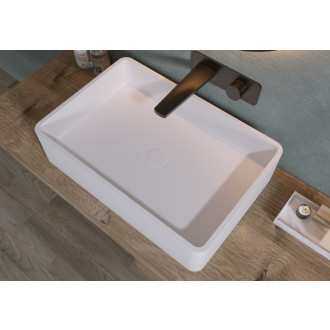CERANO Umyvadlo na desku z litého mramoru Lacerta bílá lesklá 60x40 cm CER-WB05