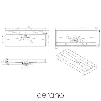 CERANO Nástěnné/na desku umyvadlo Vita otvor pro baterii černá mat 120x46