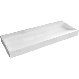 CERANO - Umyvadlo z litého mramoru Vita - nástěnné i na desku - 2 otvory pro baterii - bílá matná - 120x46 cm