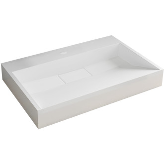 CERANO - Umyvadlo z litého mramoru Vita - nástěnné i na desku - otvor pro baterii - bílá matná - 60x37 cm