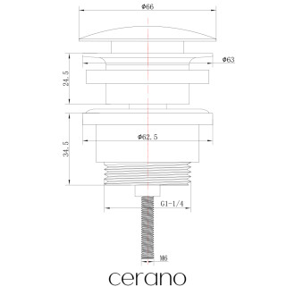 CERANO - Umyvadlová výpusť - 5/4“ - click-clack univerzální - bílá lesklá