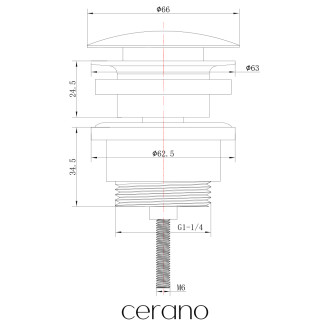 CERANO - Umyvadlová výpusť - 5/4“ - click-clack univerzální - bílá matná