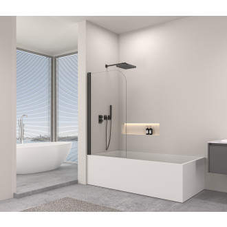 CERANO Vanová zástěna jednodílná pevná Chiara L/P černá/transparent sklo 100x140