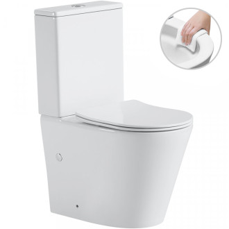 CERANO WC kombi Carlito, Rimless+UF sedátko/zadní odpad bílá lesklá 36,5x61cm CER-417383
