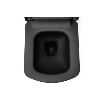 CERANO WC kombi Loreto, Rimless spodní/zadní opad černá matná 36x62,5 cm CER-403440