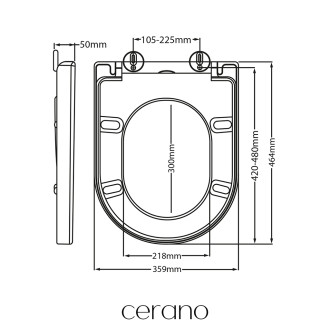 CERANO WC sedátko se zpomalovacím mechan. Gabineto bílá lesklá 35,9x5x46,4cm CER-414797