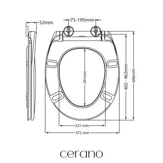 CERANO WC sedátko se zpomal.mechan.Tavoleta bílá lesklá UF 37,2x5,2x44,6cm CER-414803