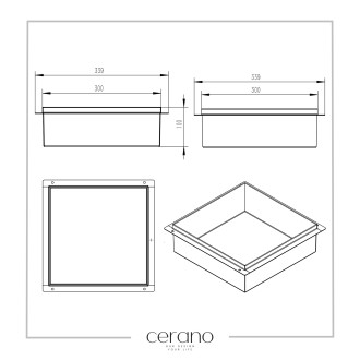 CERANO Zápustná polička do obkladu černá matná 30x30x10 cm CER-417473