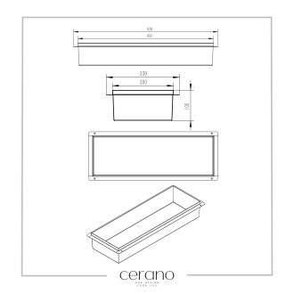CERANO Zápustná polička do obkladu černá matná 60x20x10 cm CER-417476