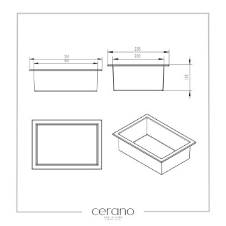 CERANO Zápustná polička s okrajem do obkladu černá matná 30x20x10 cm CER-417449