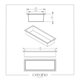 CERANO Zápustná polička s okrajem do obkladu černá matná 60x20x10 cm CER-417461