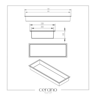 CERANO Zápustná polička s okrajem do obkladu černá matná 90x30x10 cm CER-417467