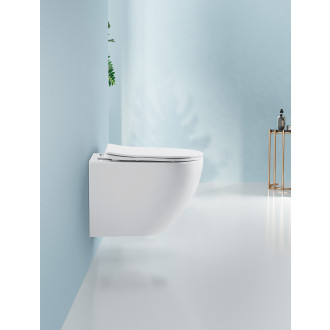 CERANO Závěsná WC mísa Cesso, Rimless, Vortex bílá matná 49x36