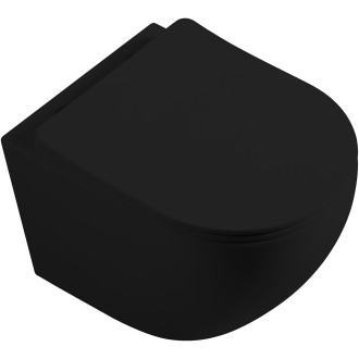 CERANO - Závěsná WC mísa Cesso, Rimless, Vortex - černá matná - 49x36 cm