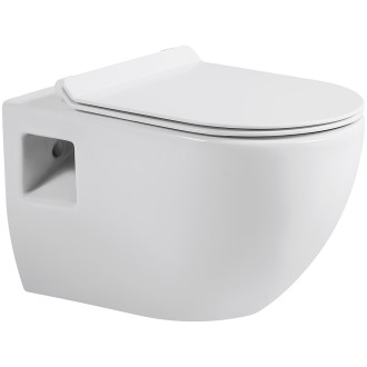 CERANO - Závěsná WC mísa Dure, Rimless + UF sedátko - bílá lesklá - 51x35 cm