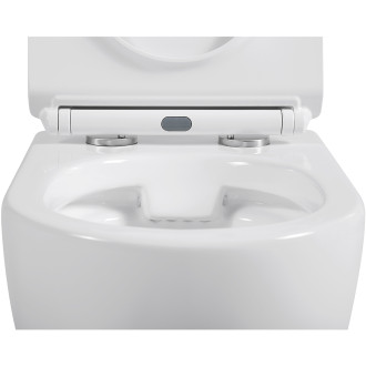 CERANO - Závěsná WC mísa Dure, Rimless + UF sedátko - bílá lesklá - 51x35 cm