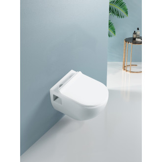 CERANO - Závěsná WC mísa Dure, Rimless + UF sedátko - bílá lesklá - 51x35 cm