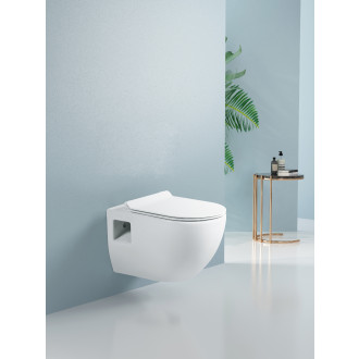 CERANO - Závěsná WC mísa Dure, Rimless + UF sedátko - bílá lesklá - 51x35 cm