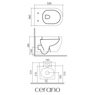 CERANO Závěsná WC mísa Felci, Rimless + UF sedátko bílá lesklá 36x52,5 cm CER-417377