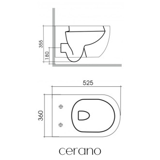 CERANO Závěsná WC mísa Felci, Rimless + UF sedátko bílá lesklá 36x52,5 cm CER-417377