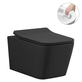 CERANO Závěsná WC mísa Forte +UF sedátko, Rimless černá mat CER-538750