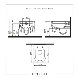 CERANO Závěsná WC mísa Puerto, Rimless grafitová šedá matná 35x50 cm CER-420204
