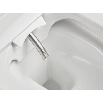 CERANO - Závěsná WC mísa s integrovaným elektronickým bidetem Cronus Pro, Rimless, Vortex + UF sedátko - bílá matná - 38,4x59,3 cm