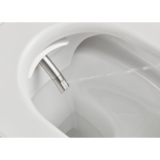 CERANO - Závěsná WC mísa s integrovaným elektronickým bidetem Cronus Pro, Rimless, Vortex + UF sedátko - bílá matná - 38,4x59,3 cm
