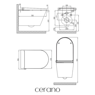 CERANO - Závěsná WC mísa s integrovaným elektronickým bidetem Cronus Pro, Rimless, Vortex + UF sedátko - bílá matná - 38,4x59,3 cm