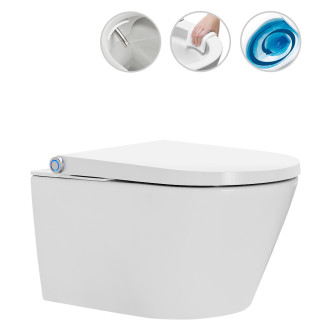 CERANO - Závěsná WC mísa s integrovaným elektronickým bidetem Cronus Standard, Rimless, Vortex + UF sedátko - bílá matná - 38,4x59,3 cm