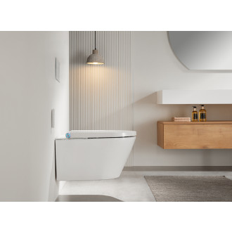 CERANO - Závěsná WC mísa s integrovaným elektronickým bidetem Cronus Standard, Rimless, Vortex + UF sedátko - bílá matná - 38,4x59,3 cm