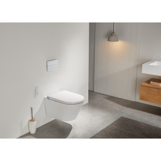 CERANO - Závěsná WC mísa s integrovaným elektronickým bidetem Cronus Standard, Rimless, Vortex + UF sedátko - bílá matná - 38,4x59,3 cm