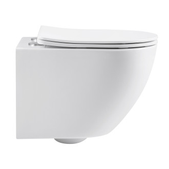 CERANO Závěsná WC mísa Verde, Rimless + UF sedátko bílá lesklá 36x49 cm CER-417341