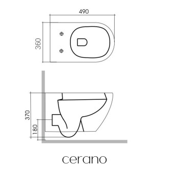 CERANO Závěsná WC mísa Verde, Rimless + UF sedátko černá lesklá 36x49 cm CER-417347