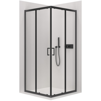 NIORO - Sprchový kout Fabrizio L/P + FastInstall - černá matná, transparentní sklo - 100x100 cm - posuvný