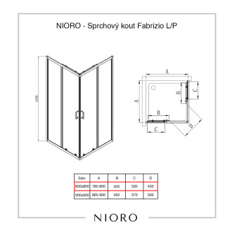 CERANO Sprchový kout Fabrizio L/P +FastInstall černá mat, transparent sklo 80x80 posuvný