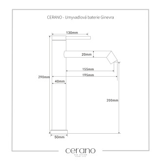 CERANO Umyvadlová baterie vysoká Ginevra černá mat CER-428683